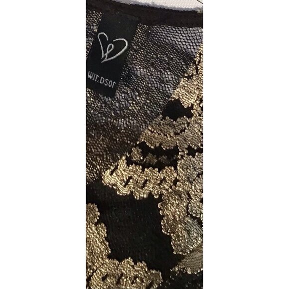 Windsor -Party Dress Vintage - Fully Lined With A Black Sheath Overlay Gold Lace - Picture 2 of 4